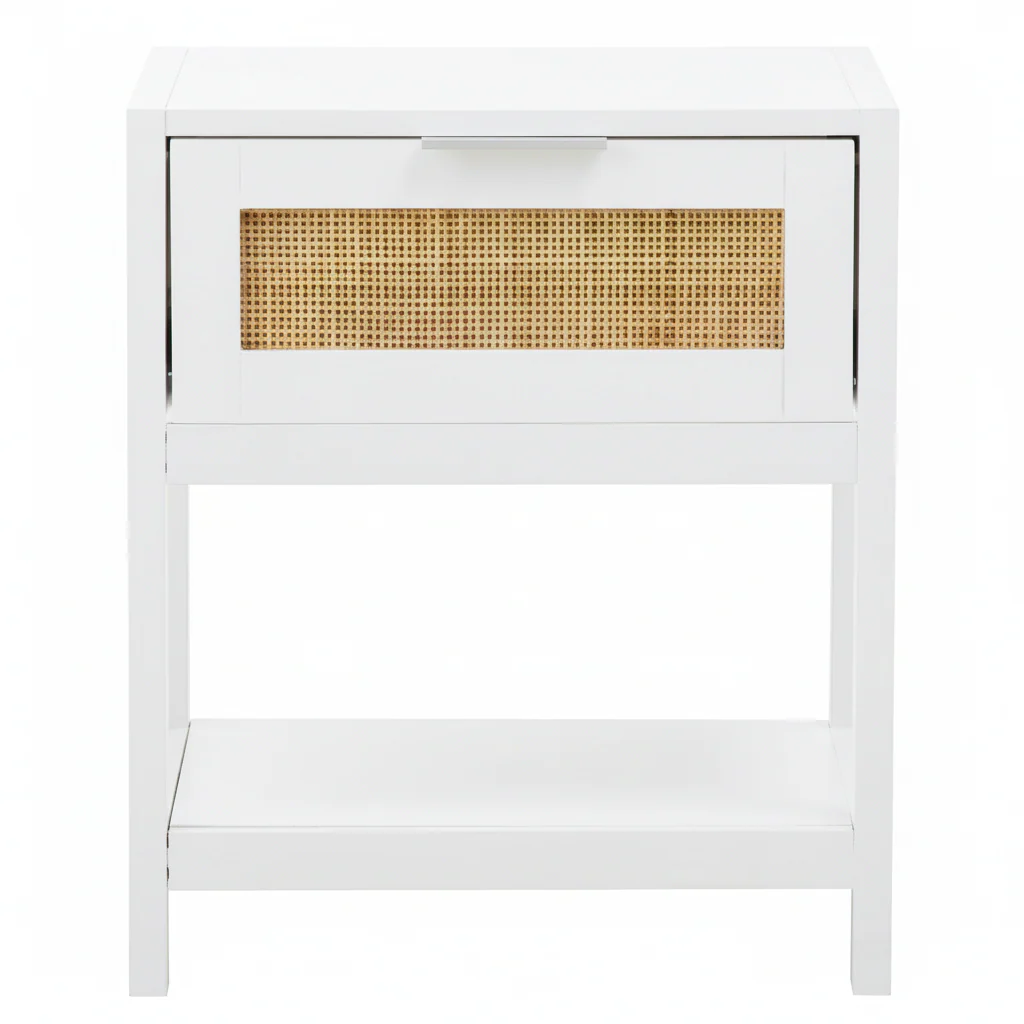 Sherman White Wood Side Table