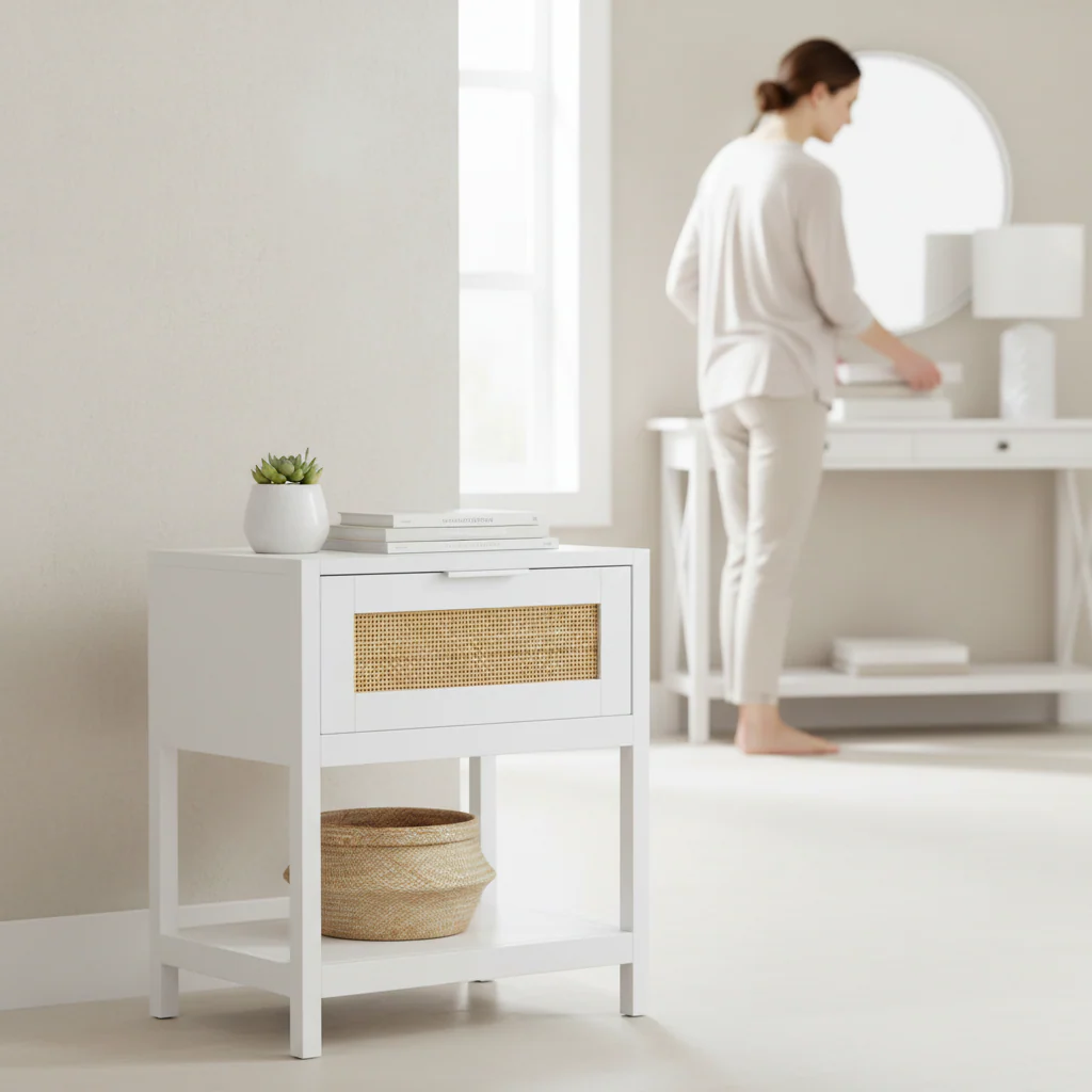 Sherman White Wood Side Table - Image 2
