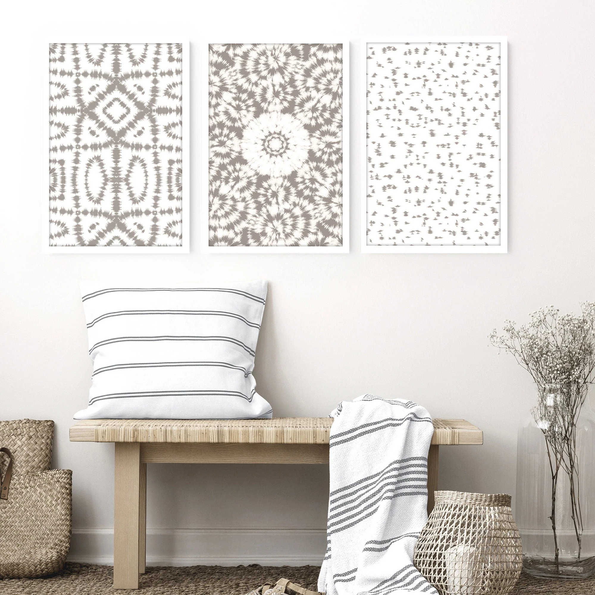Shibori tie dye Set of 3 framed wall art prints - Image 4