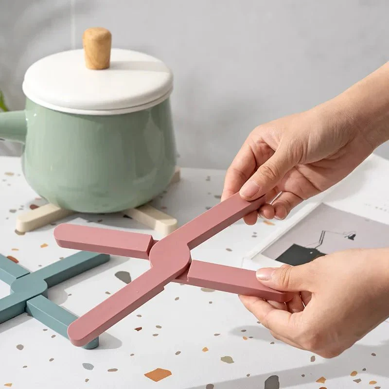 Silicone Heat Resistant Pad Foldable Non-Slip Pot Pan Mat Table Placemat Dish Plate Cross Holder Coaster Kitchen Table Trivet - Image 4