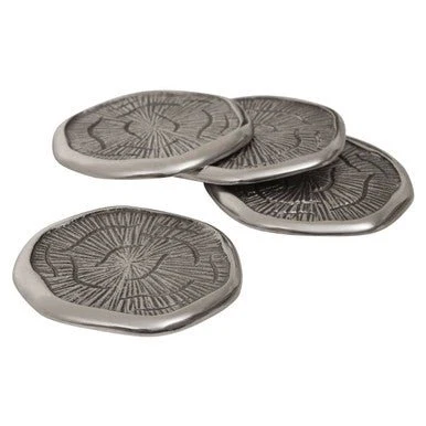 Silva Set Of Four Oak Effect Silver Top Coasters - Image 5