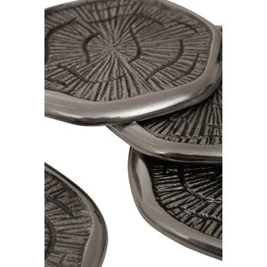 Silva Set Of Four Oak Effect Silver Top Coasters - Image 8