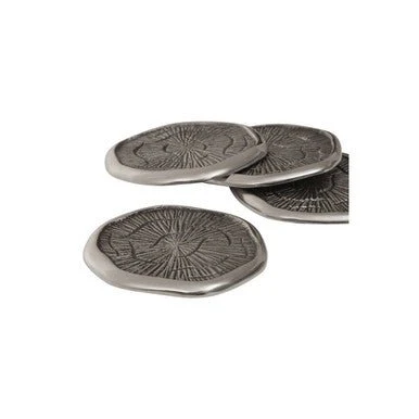 Silva Set Of Four Oak Effect Silver Top Coasters - Image 9