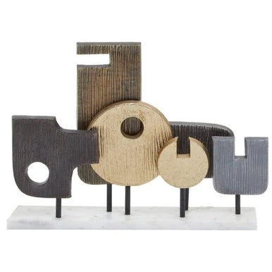 Simbolo Large Assorted Colour Metal Sculpture On Marble Base - Image 4