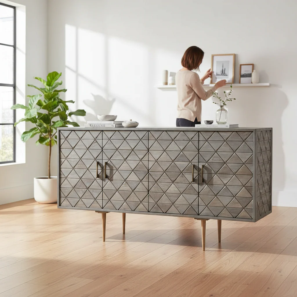 Siro 4 Door Mango Wood Sideboard - Image 2
