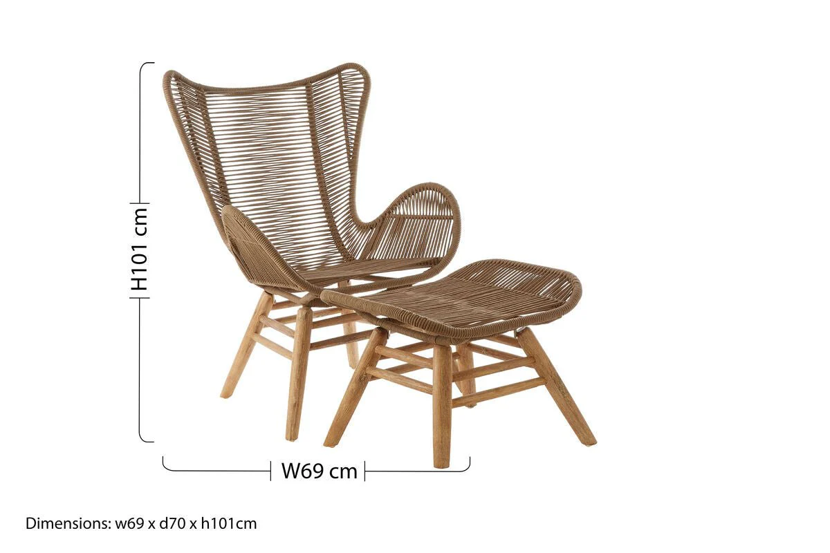 Sisal Latte Rope Lounge Chair And Footstool - Image 17