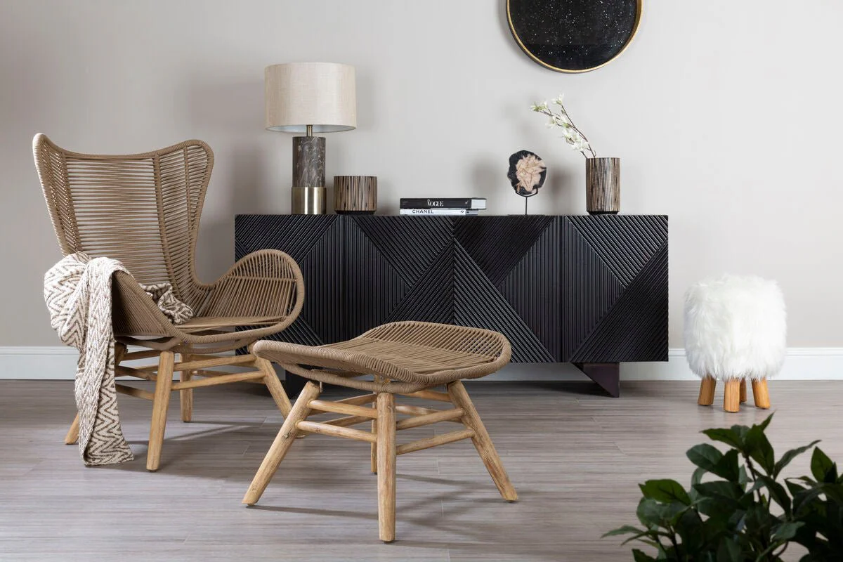 Sisal Latte Rope Lounge Chair And Footstool - Image 8