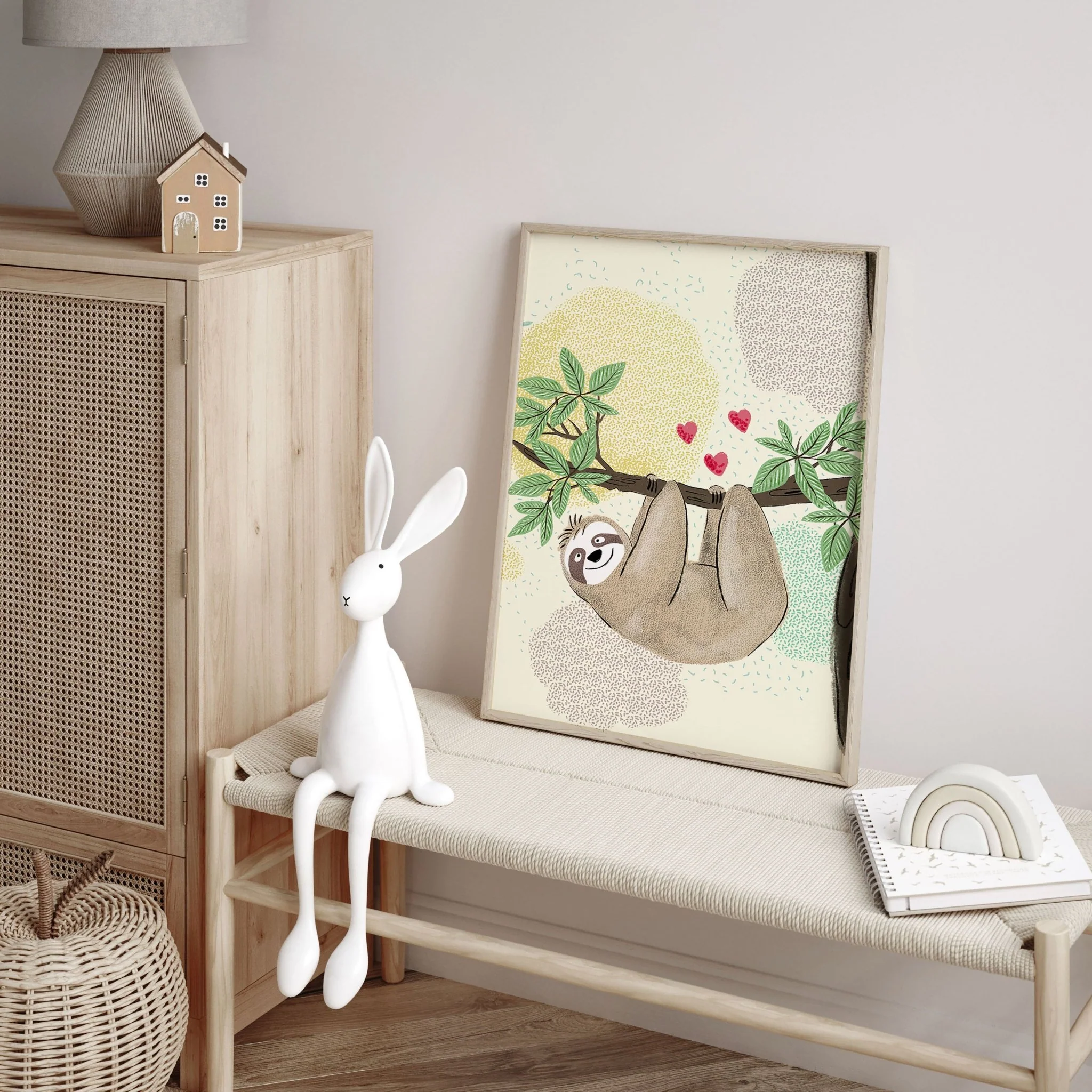 Bedroom jungle wall art for nursery | set of 2 Sloths art prints - Image 4
