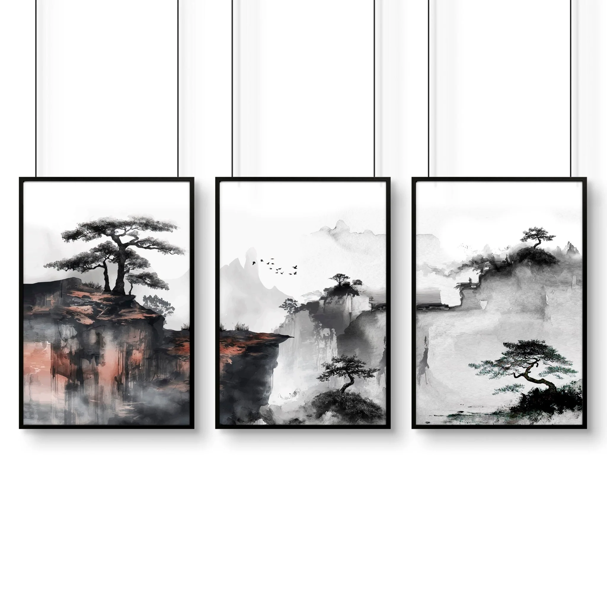 Small Framed Pictures | Set of 3 Asian Inspired Wall art Prints - Image 15