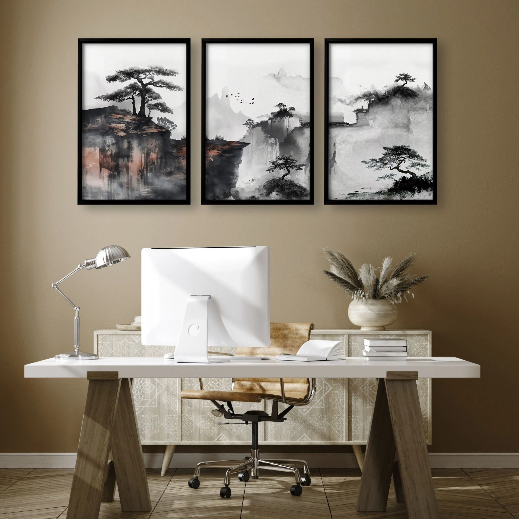 Small Framed Pictures | Set of 3 Asian Inspired Wall art Prints - Image 7