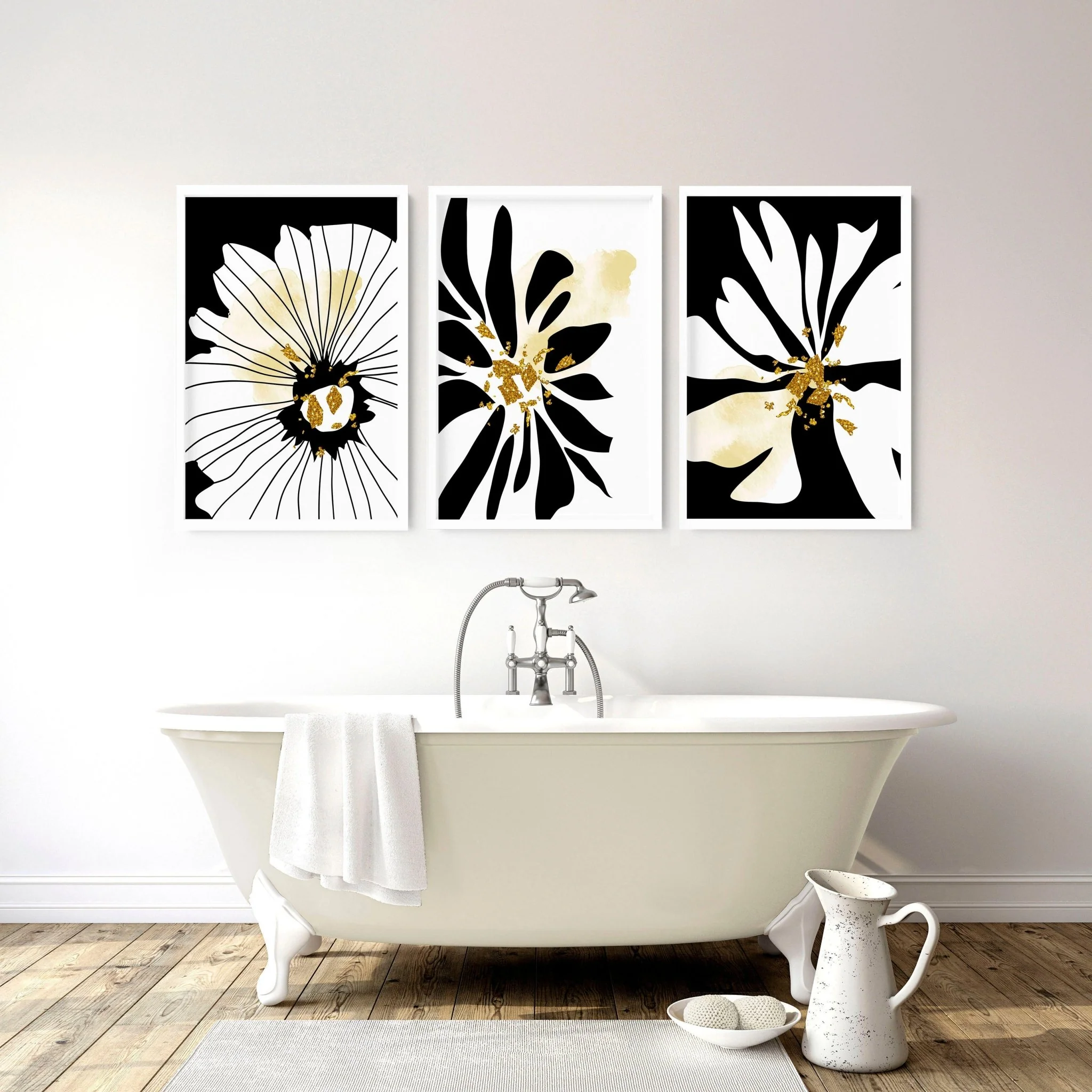 Small pictures for bathrooms | set of 3 framed wall art - Image 3