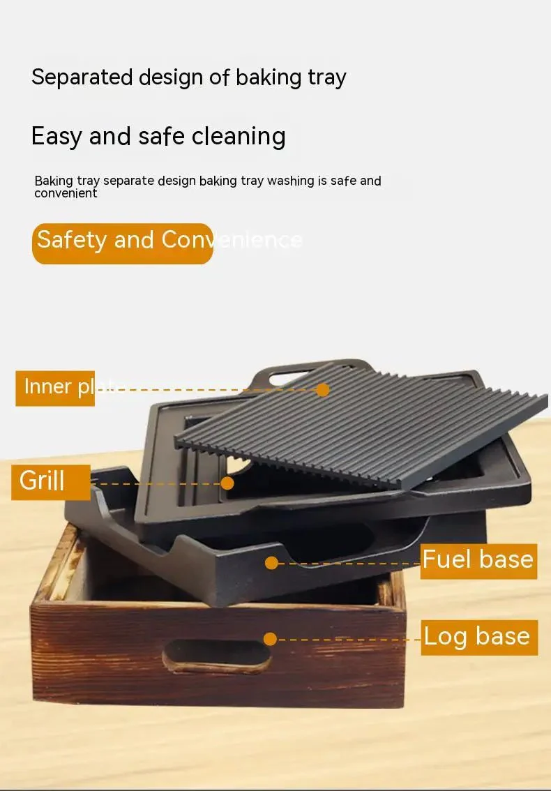Smokeless Portable BBQ Grill Korean Japanese Barbecue Grill Charcoal BBQ Oven Alcohol Stove Household Non-stick Cooking Tools - Image 5