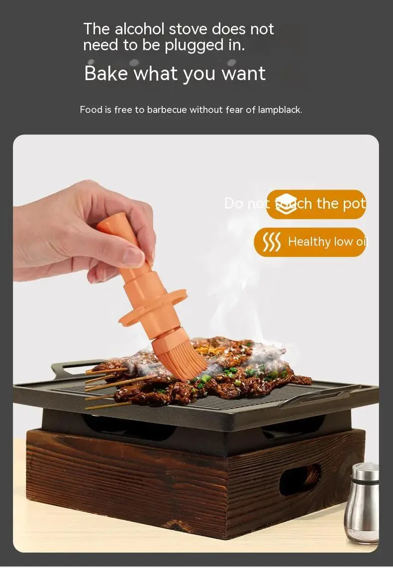 Smokeless Portable BBQ Grill Korean Japanese Barbecue Grill Charcoal BBQ Oven Alcohol Stove Household Non-stick Cooking Tools - Image 9