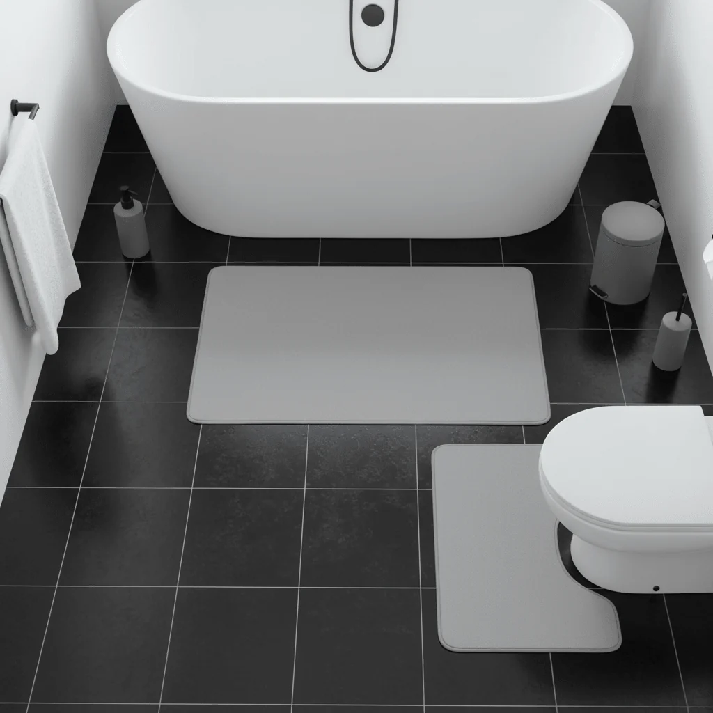 Soak Light Grey Bath And Pedestal Mat Set