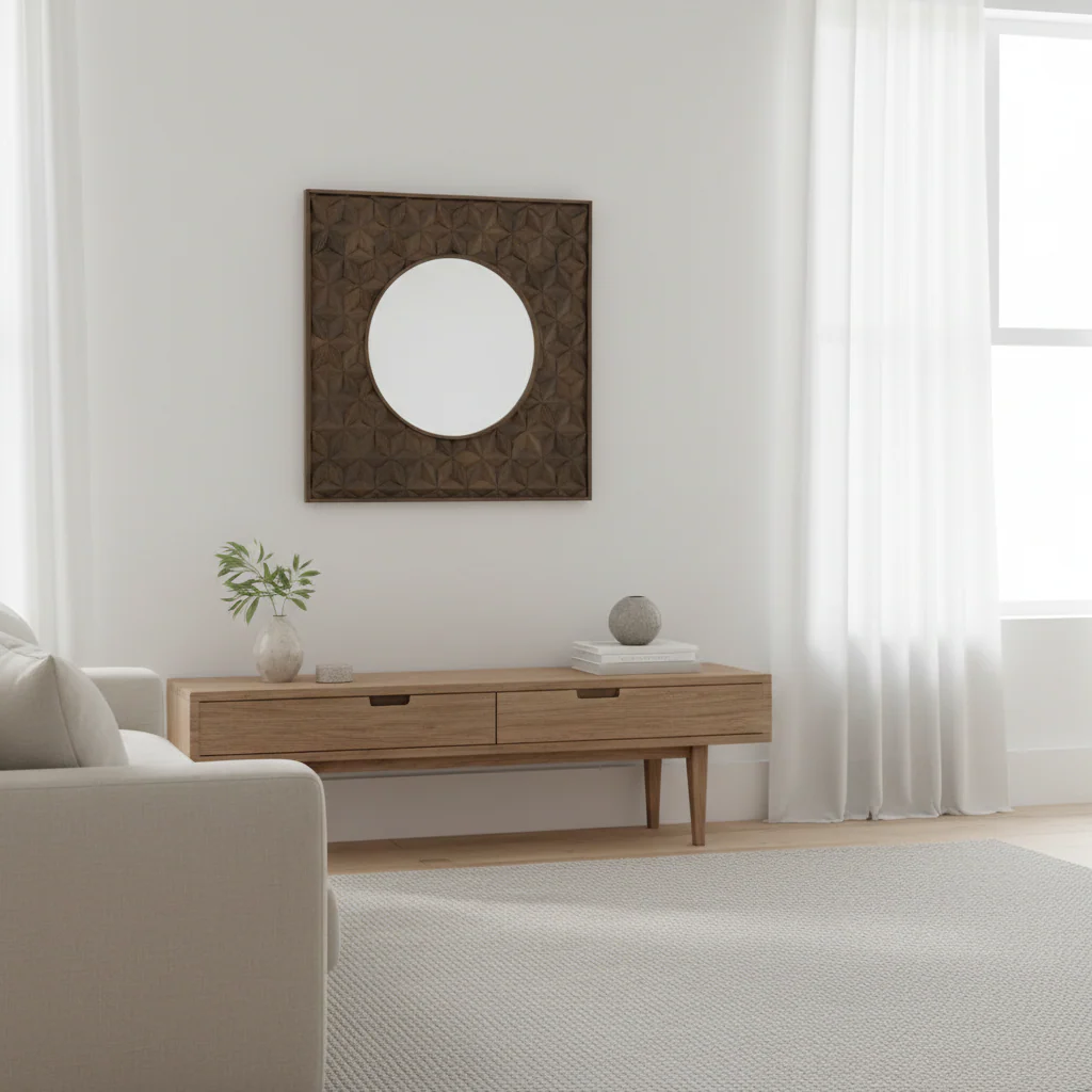 Solana Brown Mango Wood Wall Mirror - Image 3