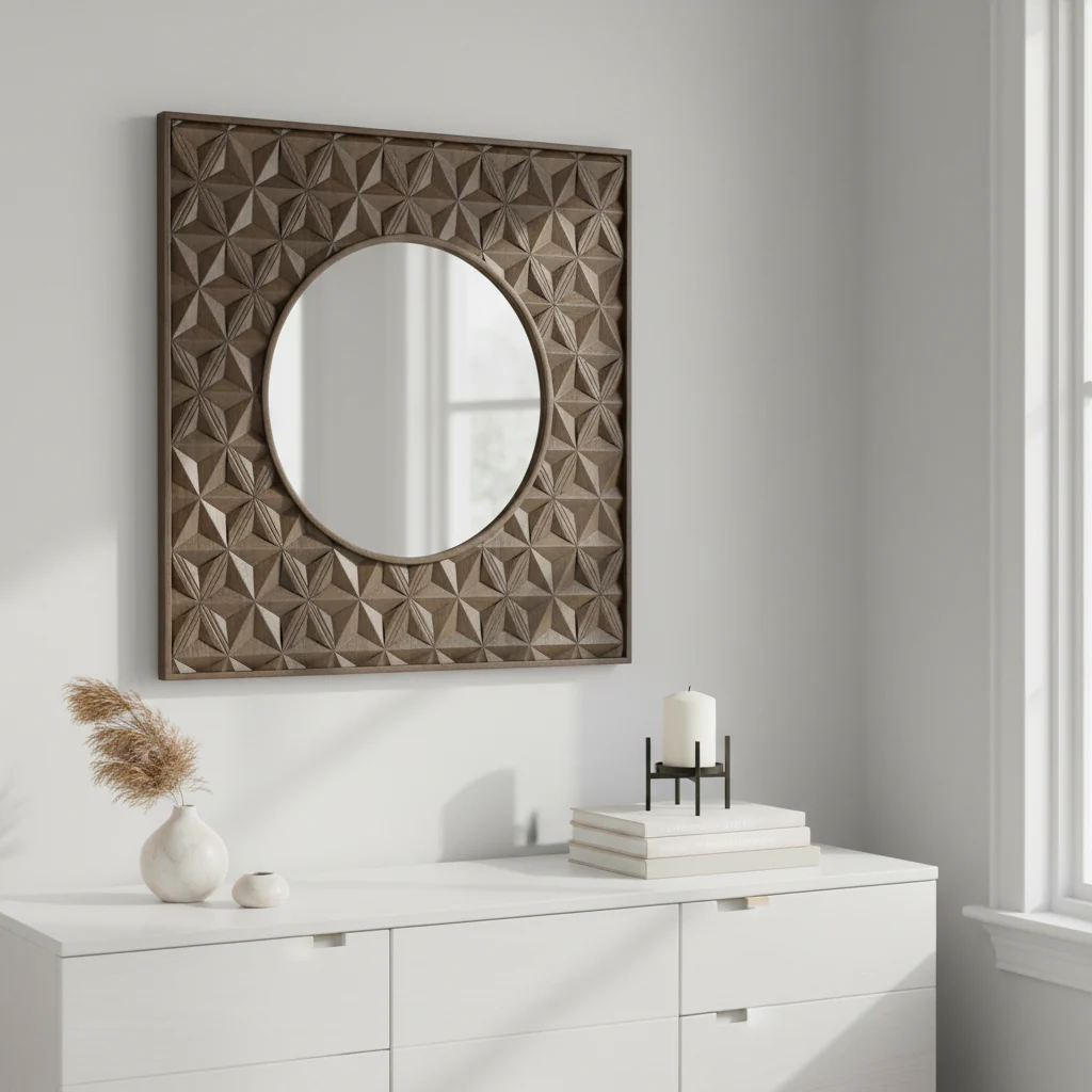 Solana Brown Mango Wood Wall Mirror - Image 4