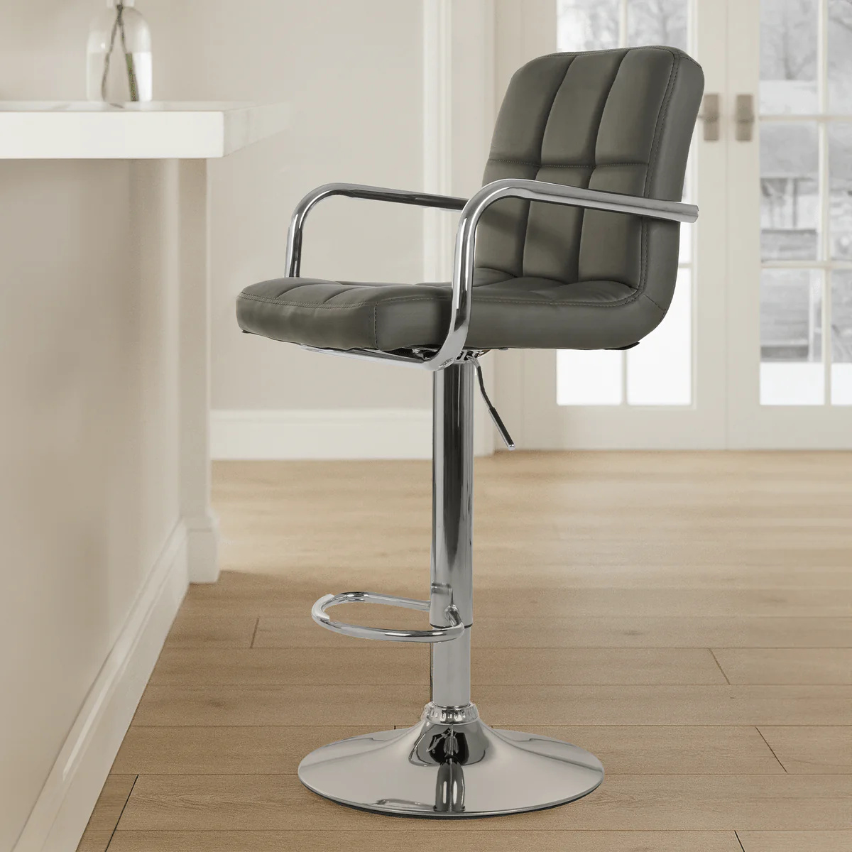 Starz Grey Leather Effect Bar Chair - Image 6