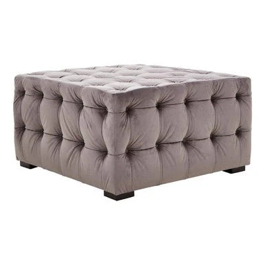 Stella Grey Velvet Button Tufted Stool - Image 6
