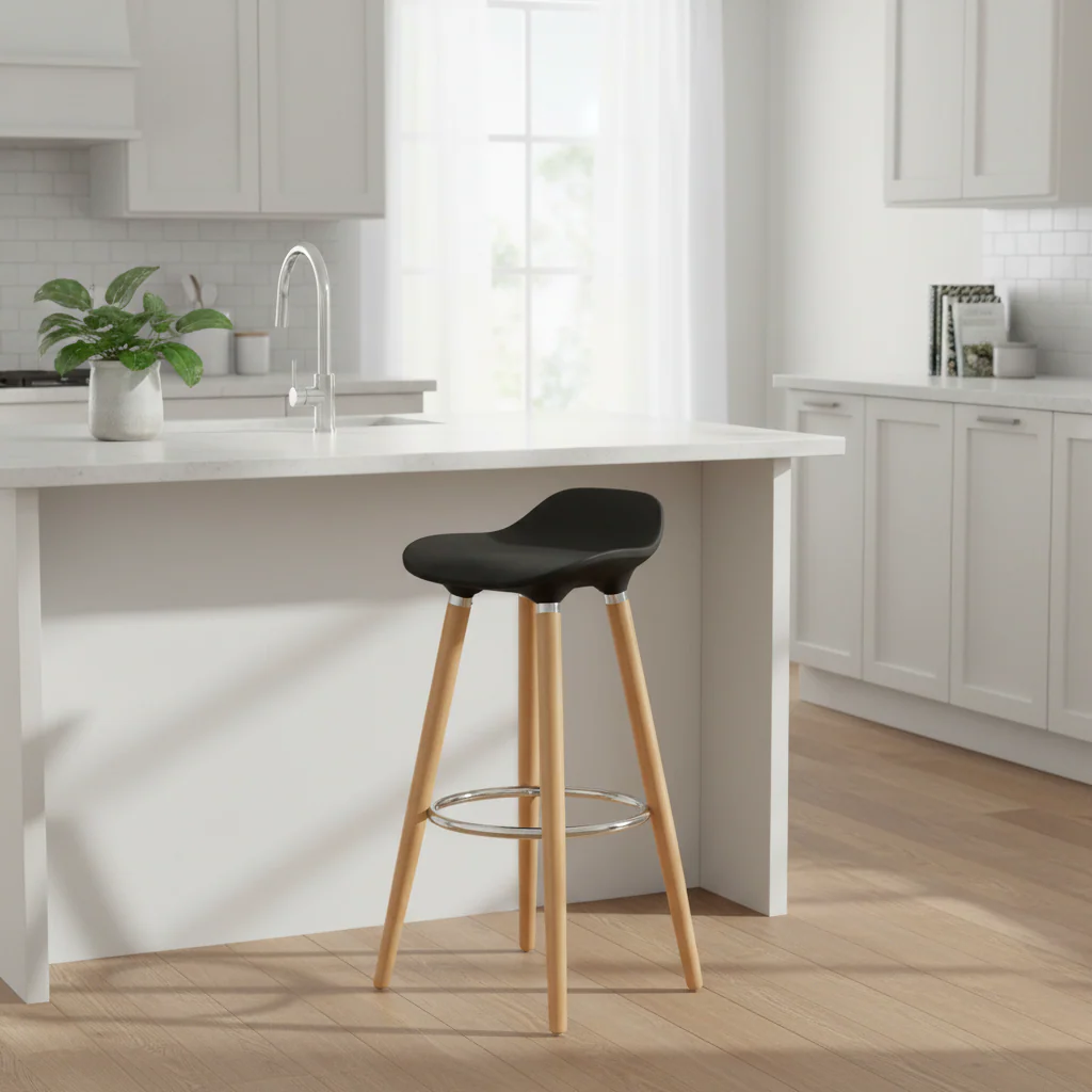 Stockholm Black Abs Beech Wood Bar Stool - Image 4