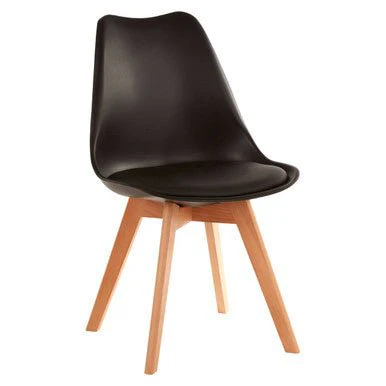 Stockholm Black Chair With Cushion And Beech Wood Legs - Image 3