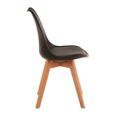 Stockholm Black Chair With Cushion And Beech Wood Legs - Image 4