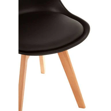 Stockholm Black Chair With Cushion And Beech Wood Legs - Image 7