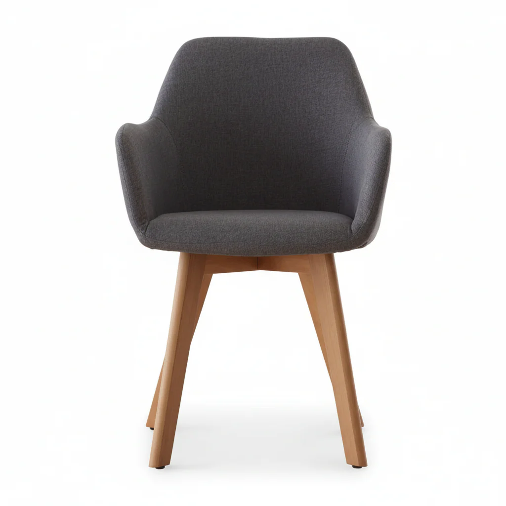 Stockholm Grey Fabric Chair With Wood Legs