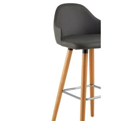 Stockholm Grey Faux Leather Bar Stool with Beechwood Legs - Image 10