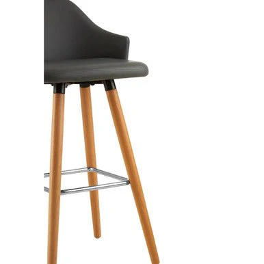 Stockholm Grey Faux Leather Bar Stool with Beechwood Legs - Image 11