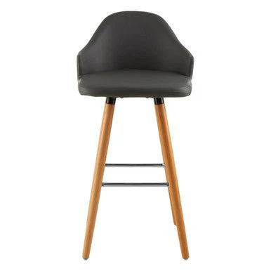 Stockholm Grey Faux Leather Bar Stool with Beechwood Legs - Image 5