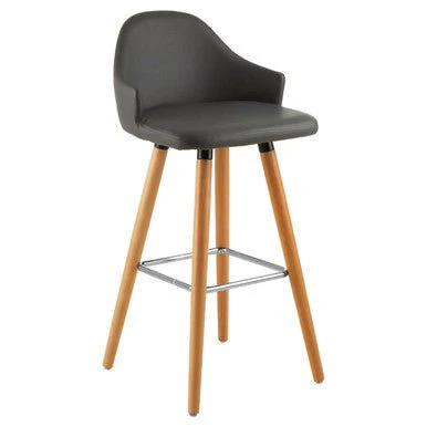 Stockholm Grey Faux Leather Bar Stool with Beechwood Legs - Image 7