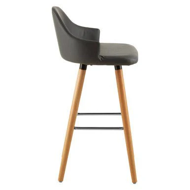 Stockholm Grey Faux Leather Bar Stool with Beechwood Legs - Image 8