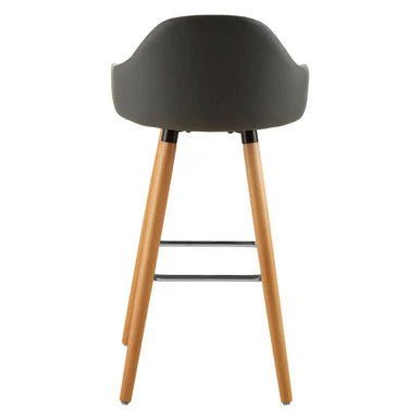 Stockholm Grey Faux Leather Bar Stool with Beechwood Legs - Image 9