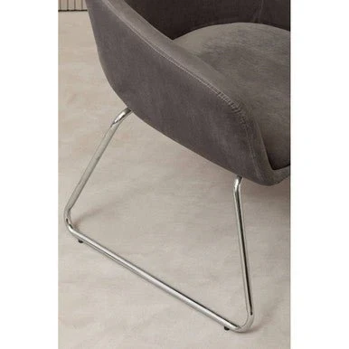 Stockholm Grey Velvet Dining Chair with Chrome Legs - Image 11