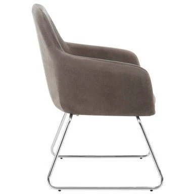 Stockholm Grey Velvet Dining Chair with Chrome Legs - Image 4
