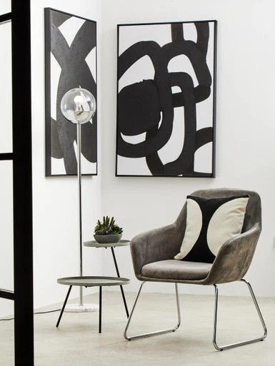 Stockholm Grey Velvet Dining Chair with Chrome Legs - Image 5