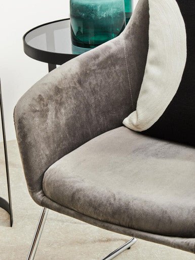 Stockholm Grey Velvet Dining Chair with Chrome Legs - Image 7