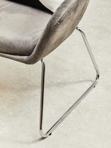 Stockholm Grey Velvet Dining Chair with Chrome Legs - Image 8