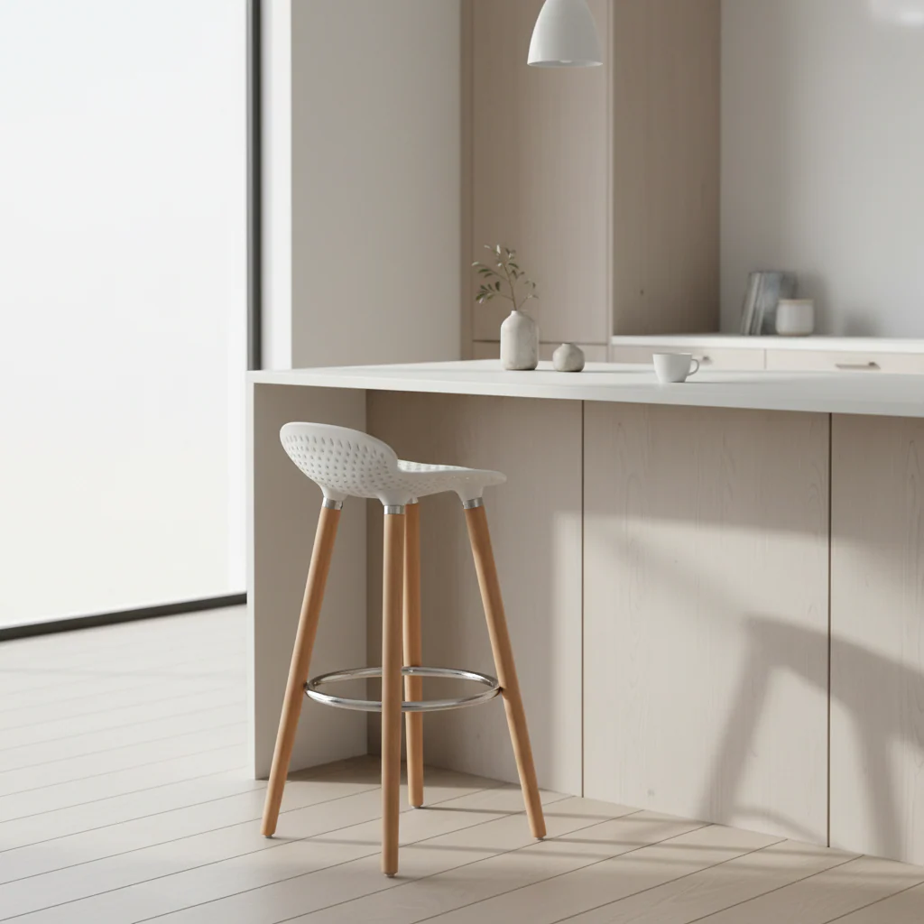 Stockholm Matte White Bar Stool - Image 3