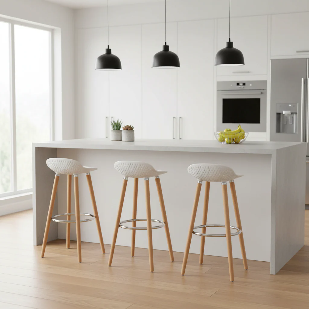 Stockholm Matte White Bar Stool - Image 4