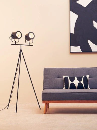 Stockholm Two Spotlight Matte Black Tripod Floor Lamp - Image 10