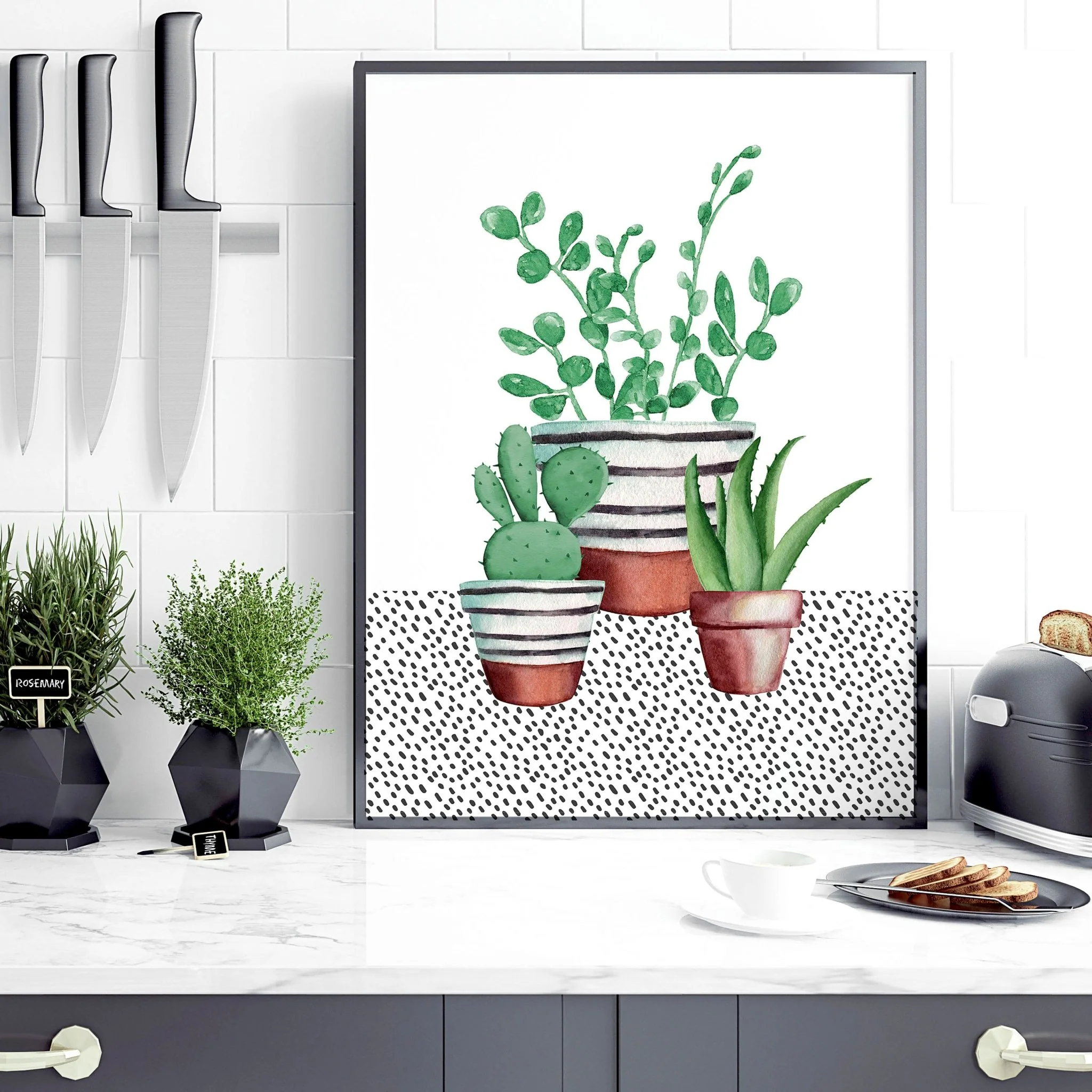 Kitchen prints | set of 2 Succulents wall art prints - Image 2
