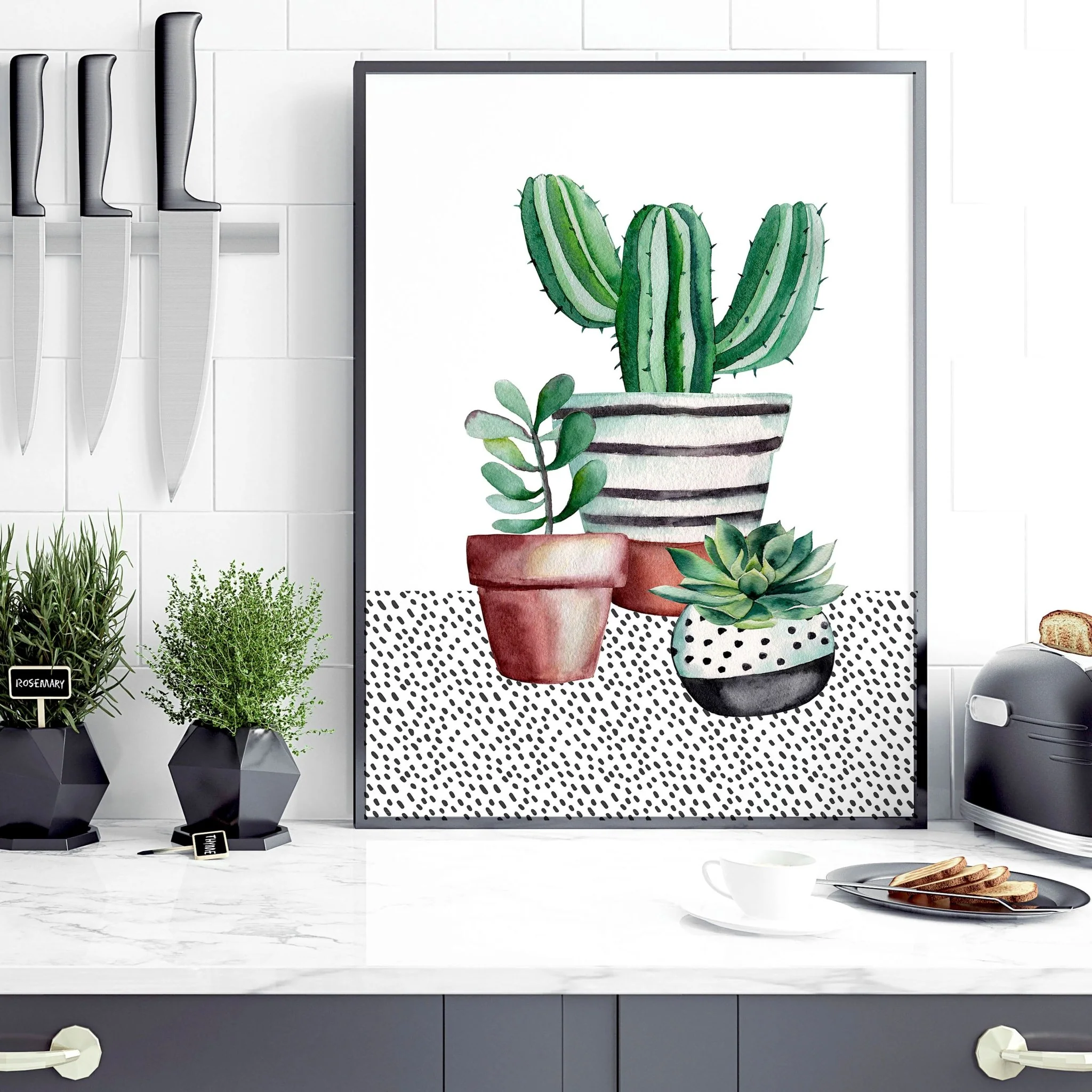 Kitchen prints | set of 2 Succulents wall art prints - Image 3