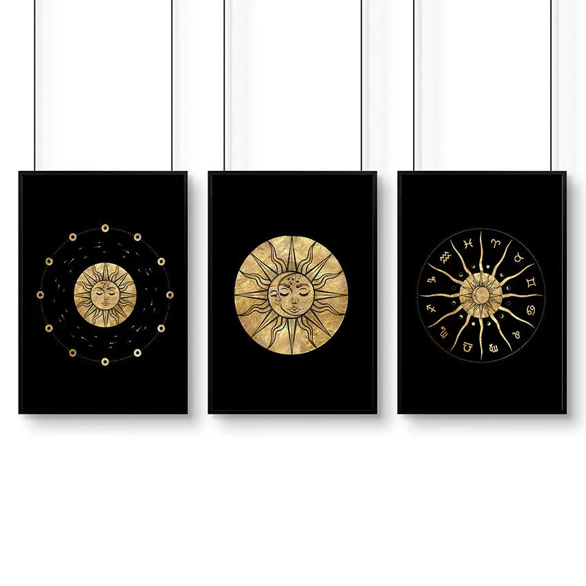 Sun and moon drawing  | set of 3 framed wall art - Image 9