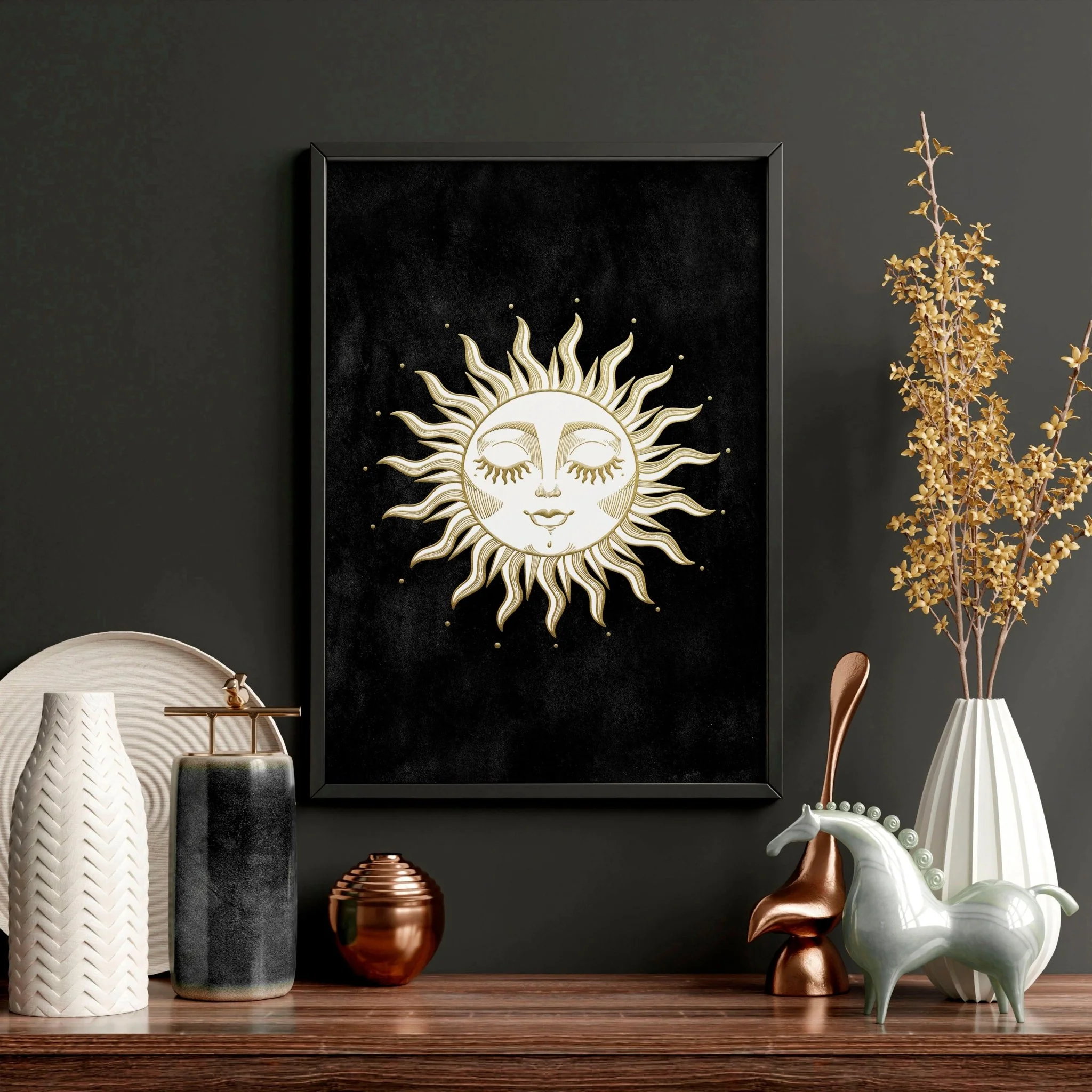 Large print for living room | Set of 2 Sun and Moon wall art - Image 4