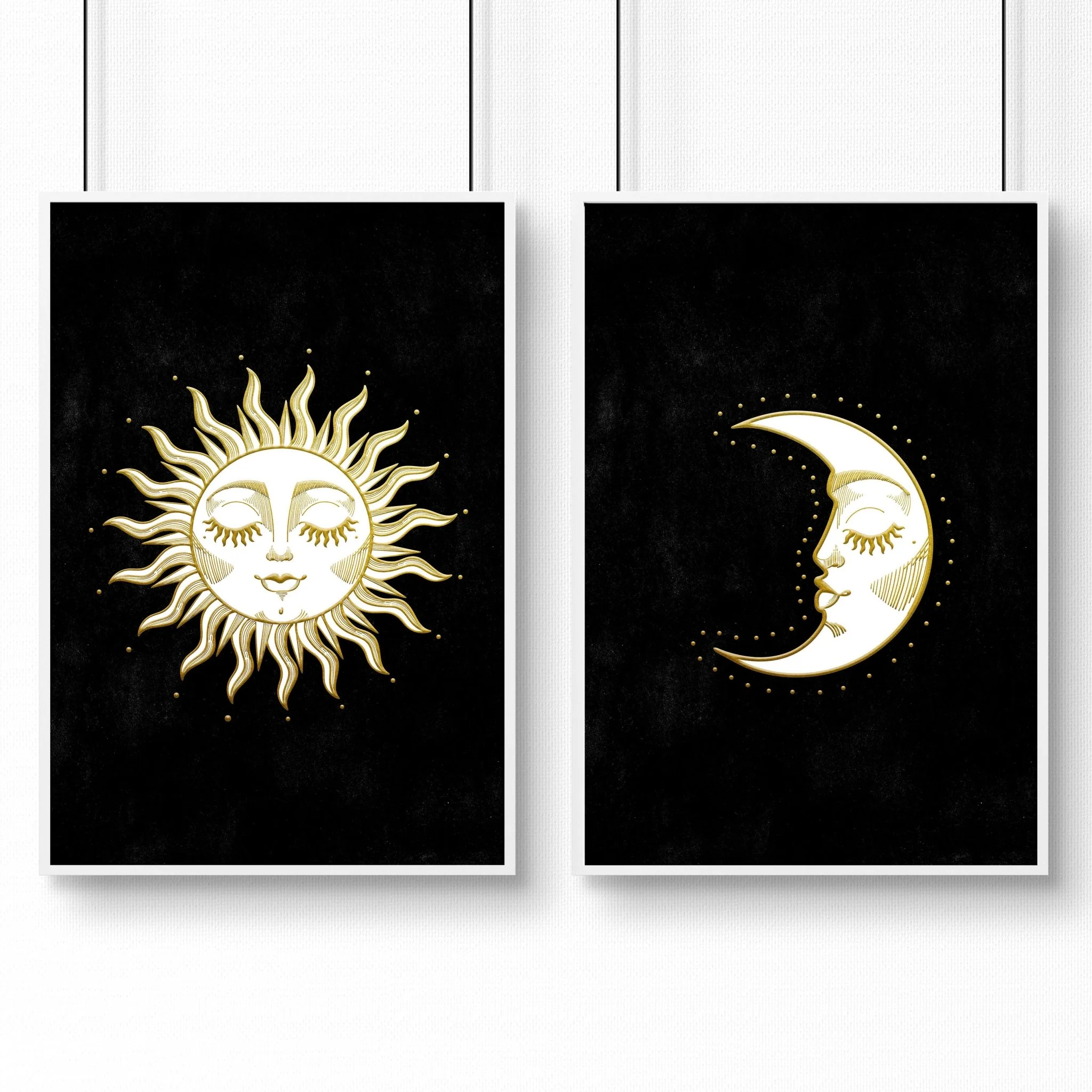 Large print for living room | Set of 2 Sun and Moon wall art - Image 7