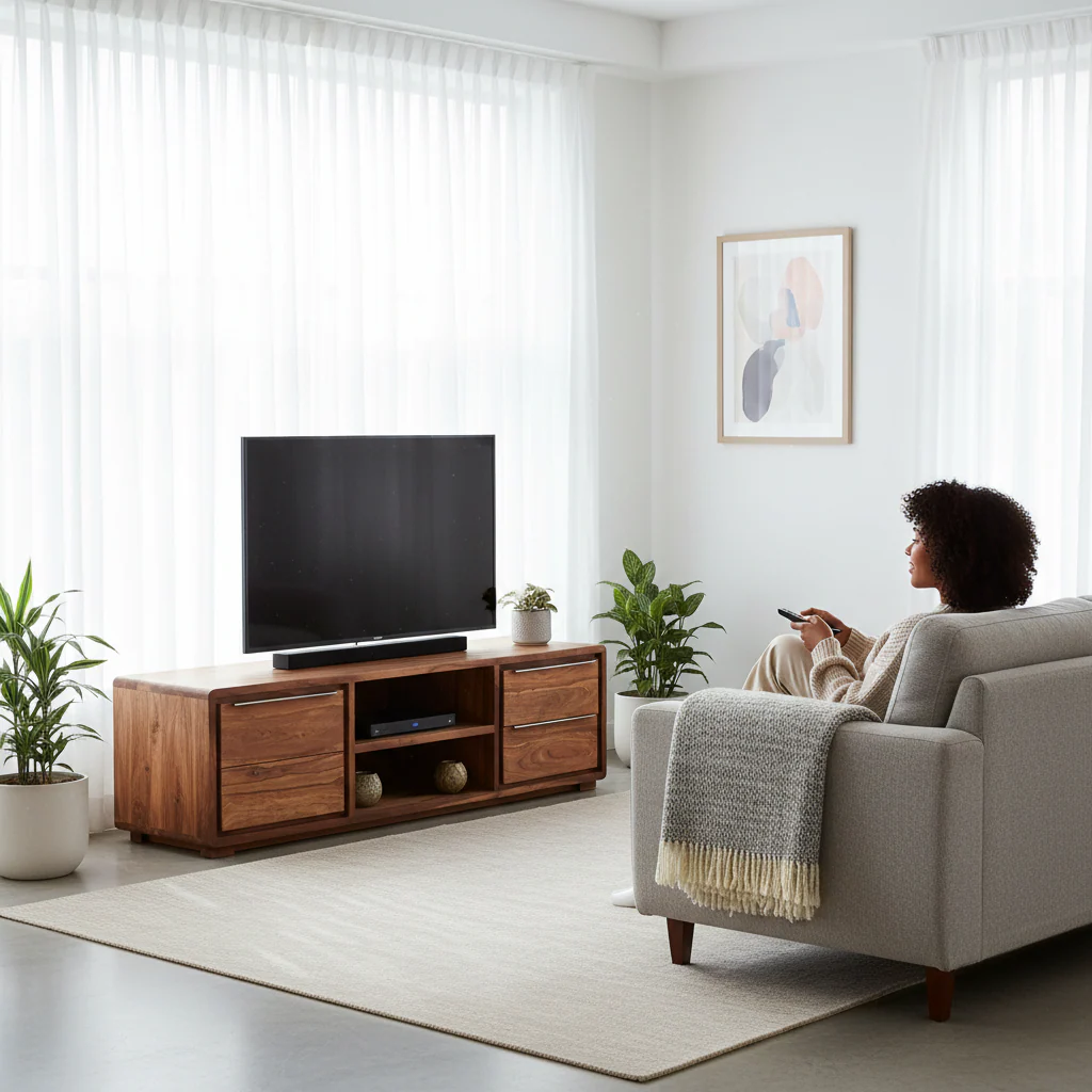Surati One Door Sheesham And Acacia Wood Media Unit - Image 2