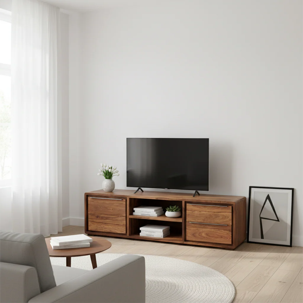 Surati One Door Sheesham And Acacia Wood Media Unit - Image 3