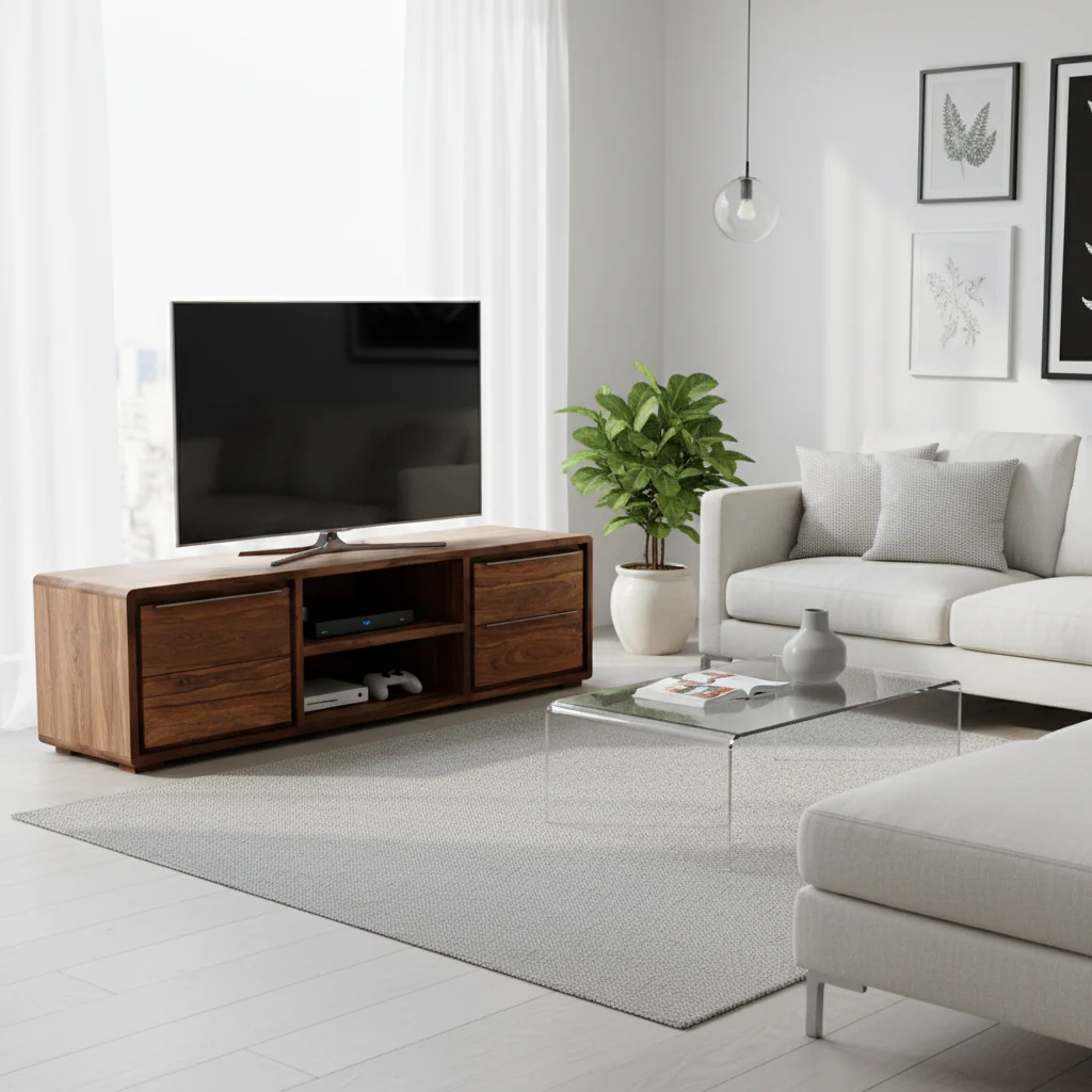 Surati One Door Sheesham And Acacia Wood Media Unit - Image 4