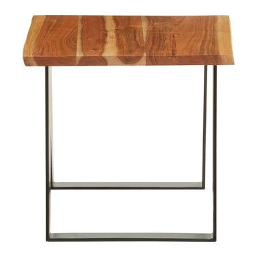 Surax Acacia Wood And Looped Iron Base Side Table - Image 3